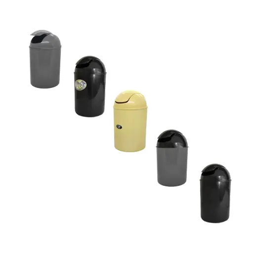 [167749] CESTO P/ RESIDUOS PLASTICO C/ TAPA VAI VEN CROM 6LTS