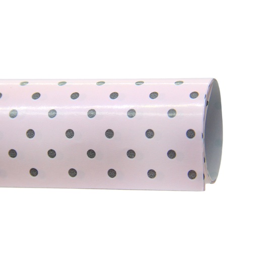 [183919] PAPEL DE FORRAR LUNARES 50CM X 70CM ROSA/GRIS