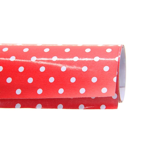[184403] PAPEL DE FORRAR LUNARES 50CM X 70CM ROJO