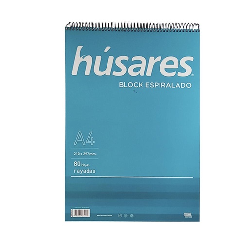 [203169] BLOCK HUSARES A4 C/ ESPIRAL x80hjs RAYADO ( 6400 )