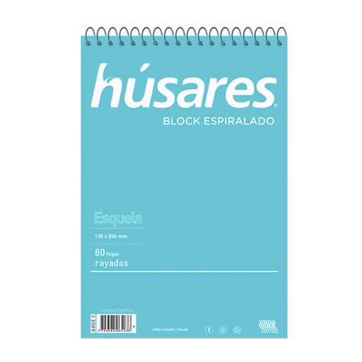 [203191] BLOCK ESQUELA RAYADO C/ ESPIRAL 80HJS HUSARES ( 6403 )