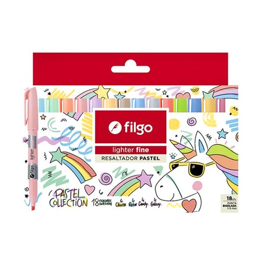 [209263] RESALTADOR FILGO LIGHTER FINE PASTEL 1-3MM x18 (SLF-E18-PAS)