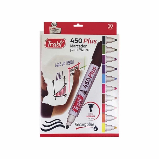 [209692] MARCADOR TRABI P/ PIZARRA X10 ( 450 PLUS )