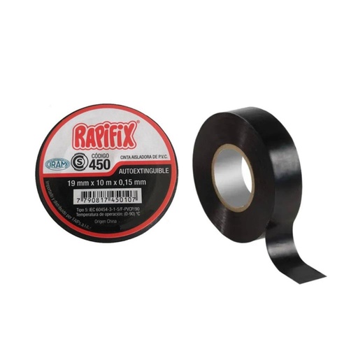 [212981] CINTA AISLANTE AUTOEXTINGUIBLE NEGRA 19MM X 10MTS ( 450 )